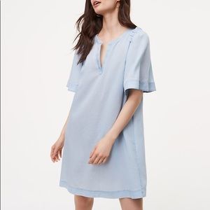 NWOT LOFT Chambray Flutter Sleeve Swing Dress